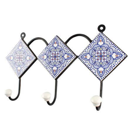 Blue Floral Ceramic Wall Hook Online